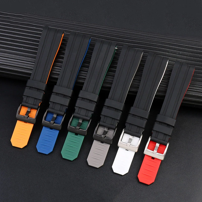 20 22Arc interface Universal Silicone rubber strap black orange red blue watchband For Rolex submariner Seiko NO.5 CASIO Citizen