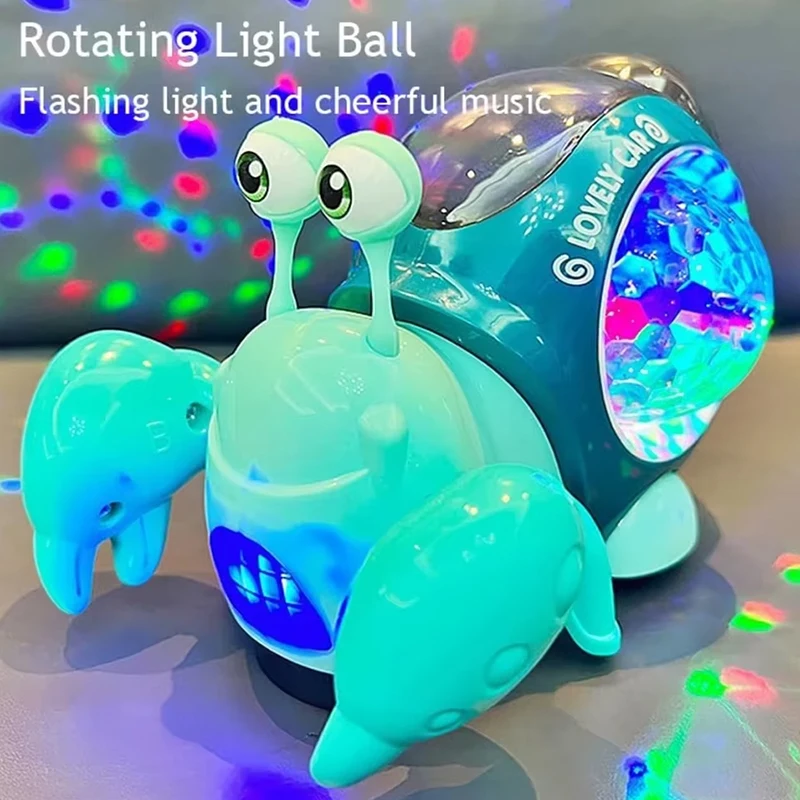 Elektryczny krab zakurzony zabawka uniwersalna chodząca unikanie przeszkód muzyka projekcja świetlna krab zabawka dla dzieci bez baterii