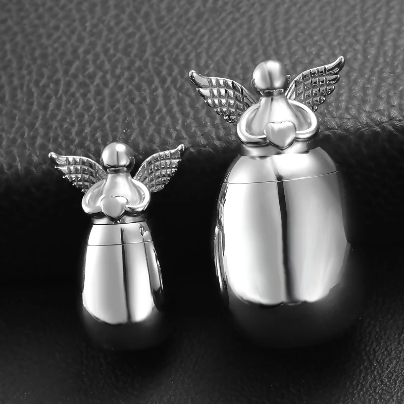 Small Keepsake Urns for Human Ashes Angel Wings Heart Mini Stainless Steel Cremation Memorial Urns for Ashes Jewelry Dropship