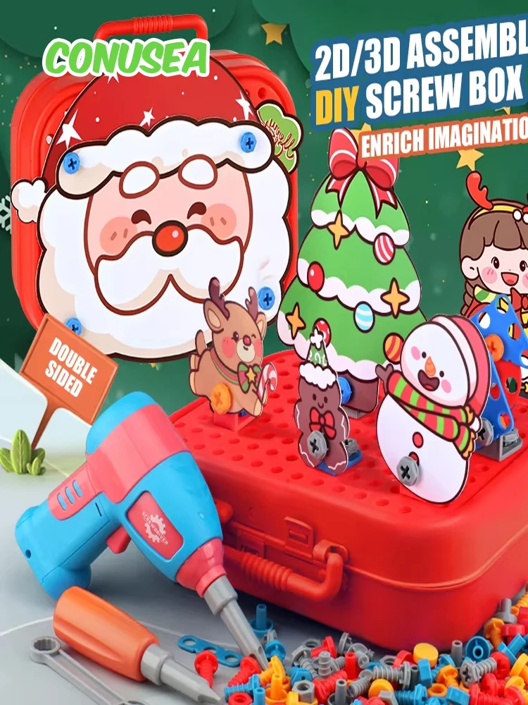 Christmas Gift Diy Disassembly Assembly Dinosaur Blocks Toys Early Educational Nut Screwing with Screwdriver for 3-7 Year Old