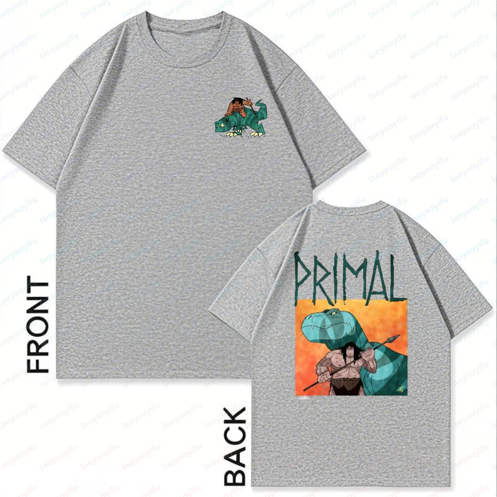 Primal-Dinosaur-Adventure-Graphic-Print-Unisex-Cotton-T-Shirt-for-Men's-Summer-Anime-Fans-Gift-Tee-Casual-Trendy-Streetwear-Tops