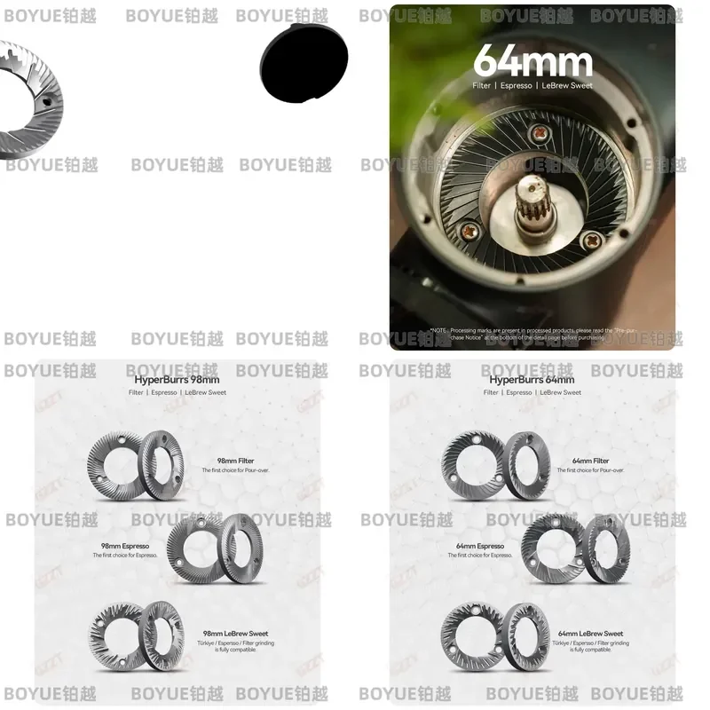 64mm 98mm Electric Coffee Grinder Burrs SSP CNC Machined Flat Burr Set High Hardness for Espresso Pour Over Replacement Parts