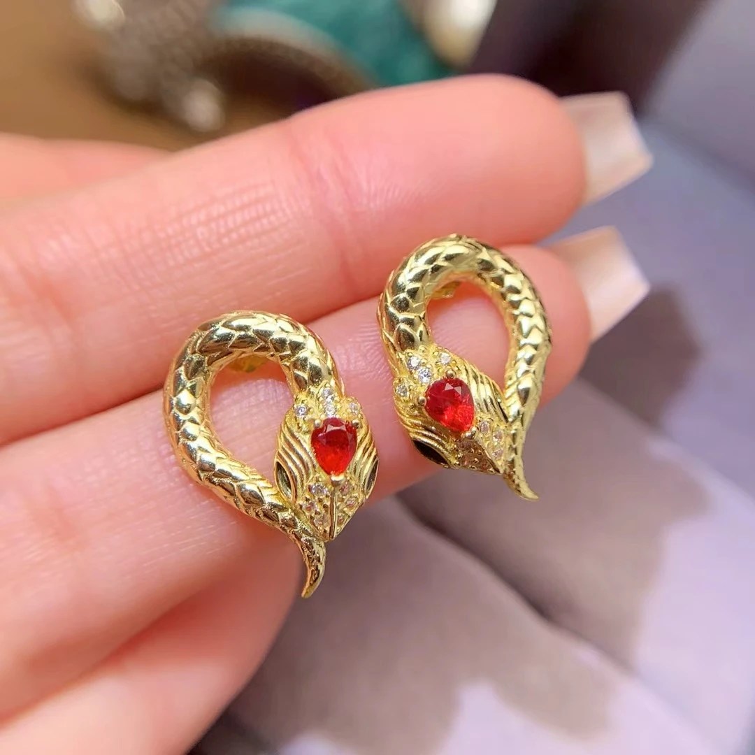KJJEAXCMY Natural Red Sapphire Earrings  S925 silver , electroplated locking color process, high clarity Full of luster