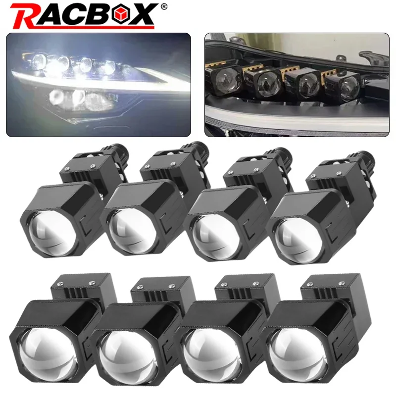 

2/4PCS 1.5 Inch Mini Bi LED Projector Lens 10000LM High Low Beam LED Matrix Lights 6000K Square Lights For Headlights Retrofit