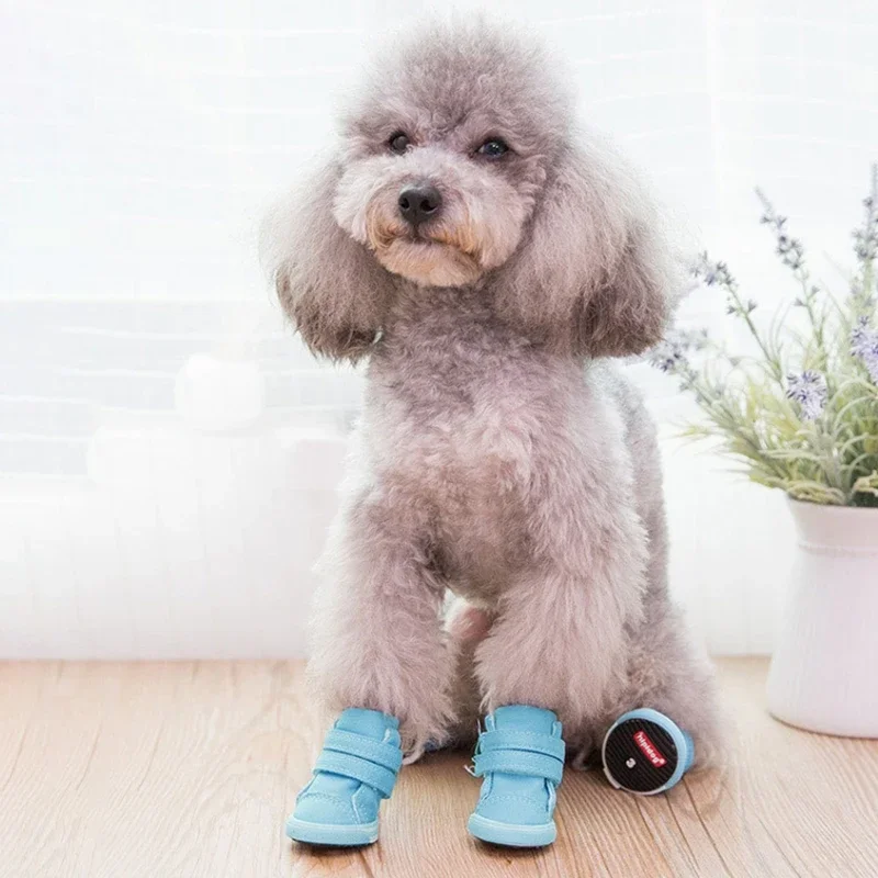 4PCS Outdoor Anti-slip Dog Shoes Pet Dog Casual Canvas Shoes for Teddy Small Middle Dogs Puppy Shoes Pet Shop Tudo Para Caes