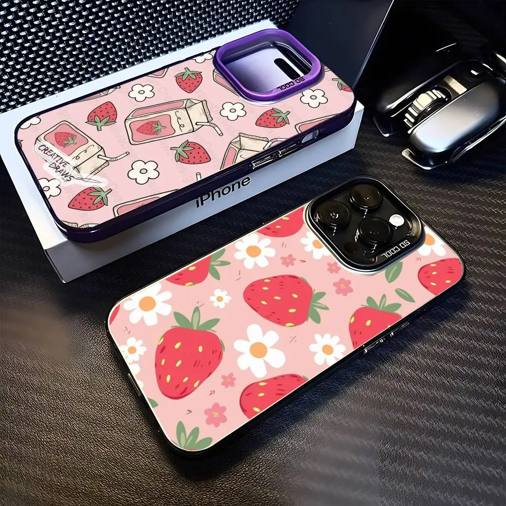 

Cute S-Strawberry Phone Case For iPhone 16,15,14,13,12,11,Mini,Pro,MAX Purple Matte Shockproof Cover