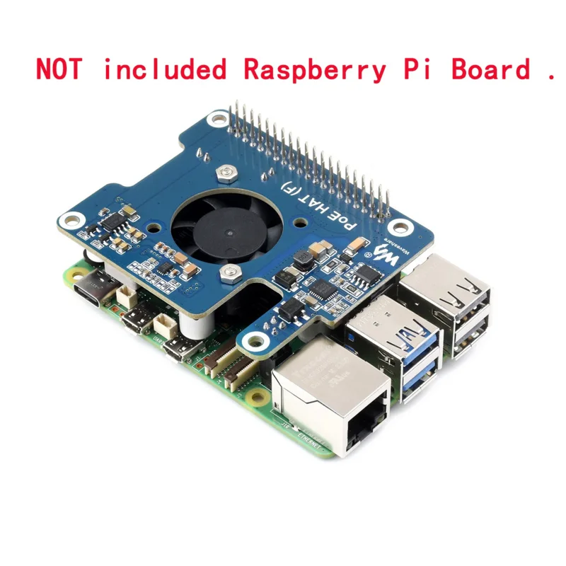 5 в 12 В PoE для PI5 Raspberry Pi 5 Raspberry Pi RPI Power Over Ethernet модуль вентилятора Охлаждающий радиатор Плата расширения шляпа комплект 4 ГБ 8 ГБ ОЗУ