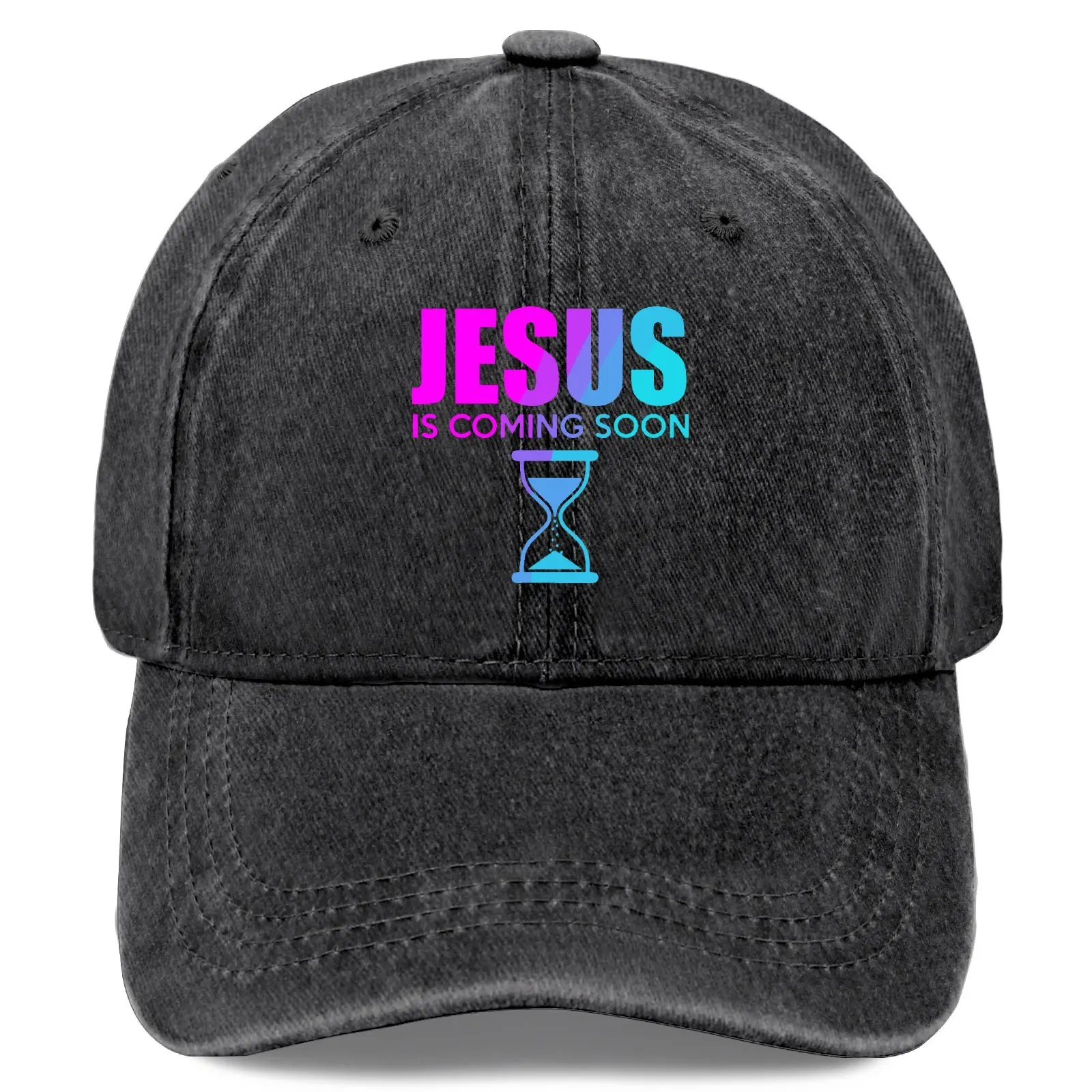 

Jesus Is Coming Soon" Vintage Washed Baseball Cap - Lightweight, Sun-Protective, Multi-Color Print, , Ideal for Outdo