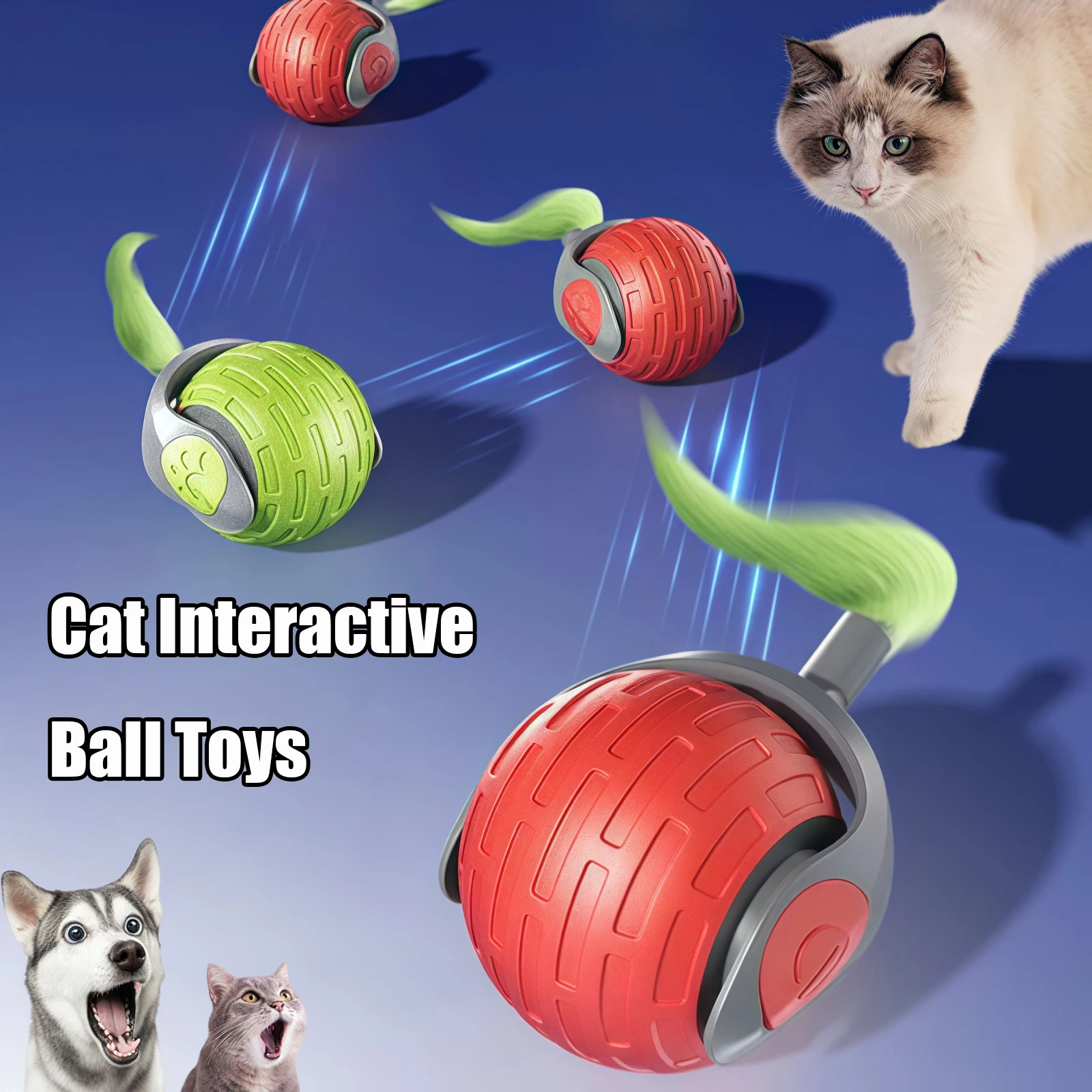 Smart Interactive Cat Toys Ball Automatic Electric Rolling Ball Toys for Cat Kitty Pet Auto Training USB Rechargeable Cat Toy