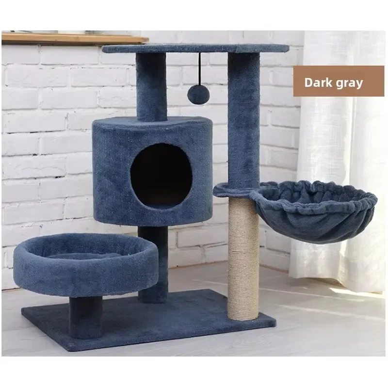 Sturdy Multi Layer Cat Tree with Plush Upholstered Platform Luxury Climbing Tower Sisal Scratching Board for Indoor Cats