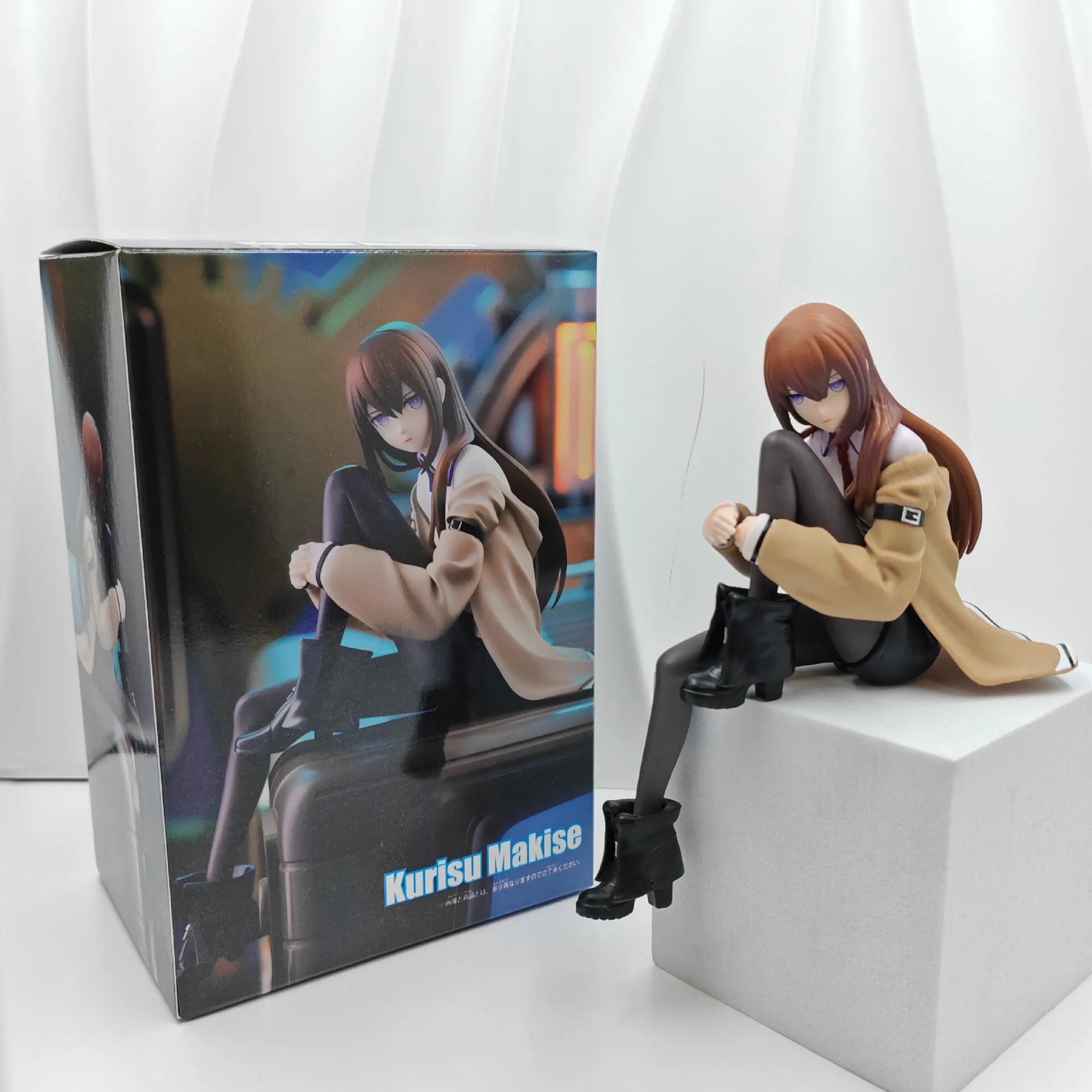 Steins Gate Kurisu Makise Sitting Action Figure Fine Craft PVC Model Daily Desktop Decor Ornament Creative Collectible Toy Gift