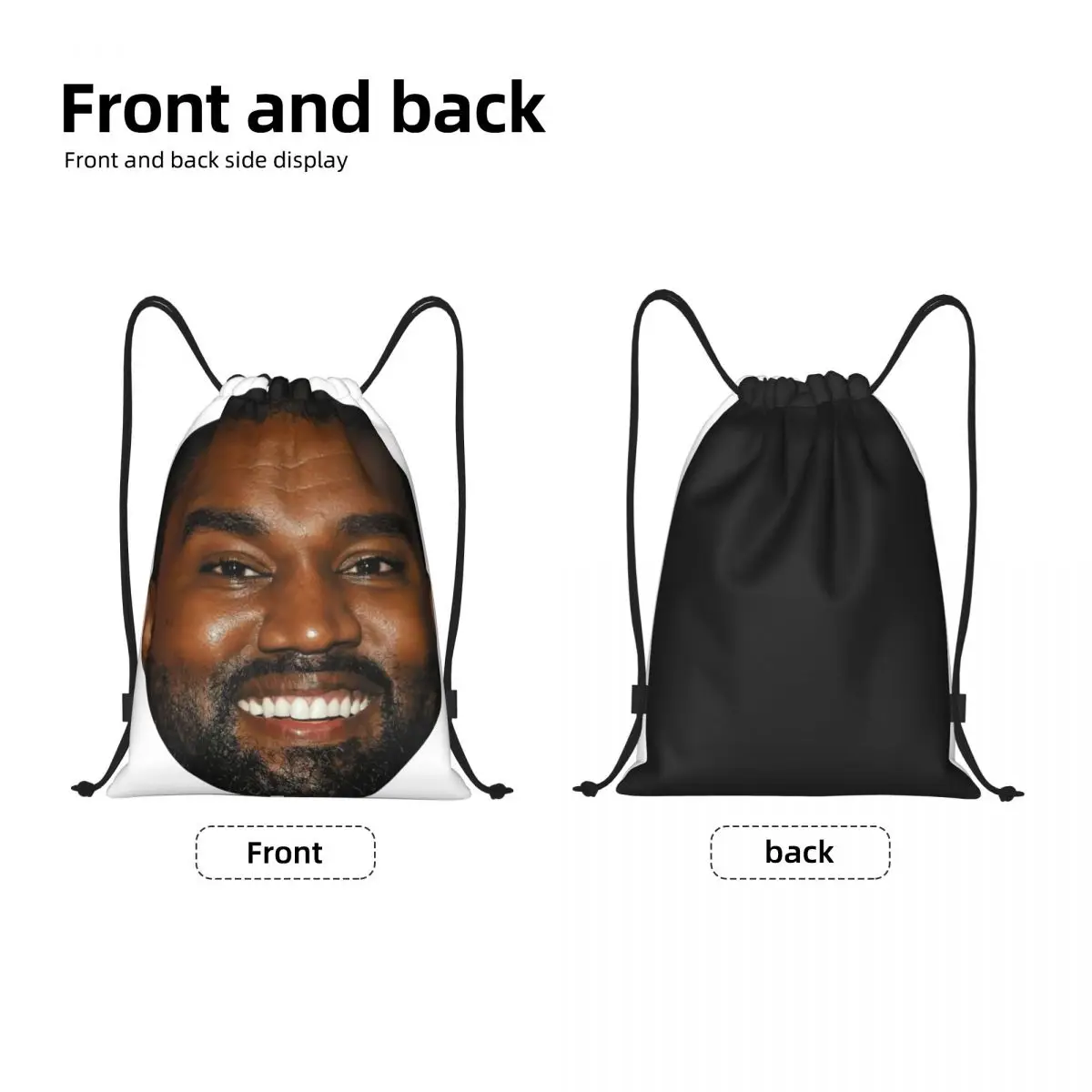 Custom Funny Kanye West Meme Drawstring Backpack Bags Lightweight Rapper Music Producer Gym Sports Sackpack Sacks for Traveling