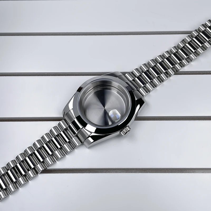 NH35 Case 39mm DJ Bezel Sapphire Glass Mirror Stainless Steel President Bracelet Suitable For NH35 NH36 Seik Movement Mod Parts image 6