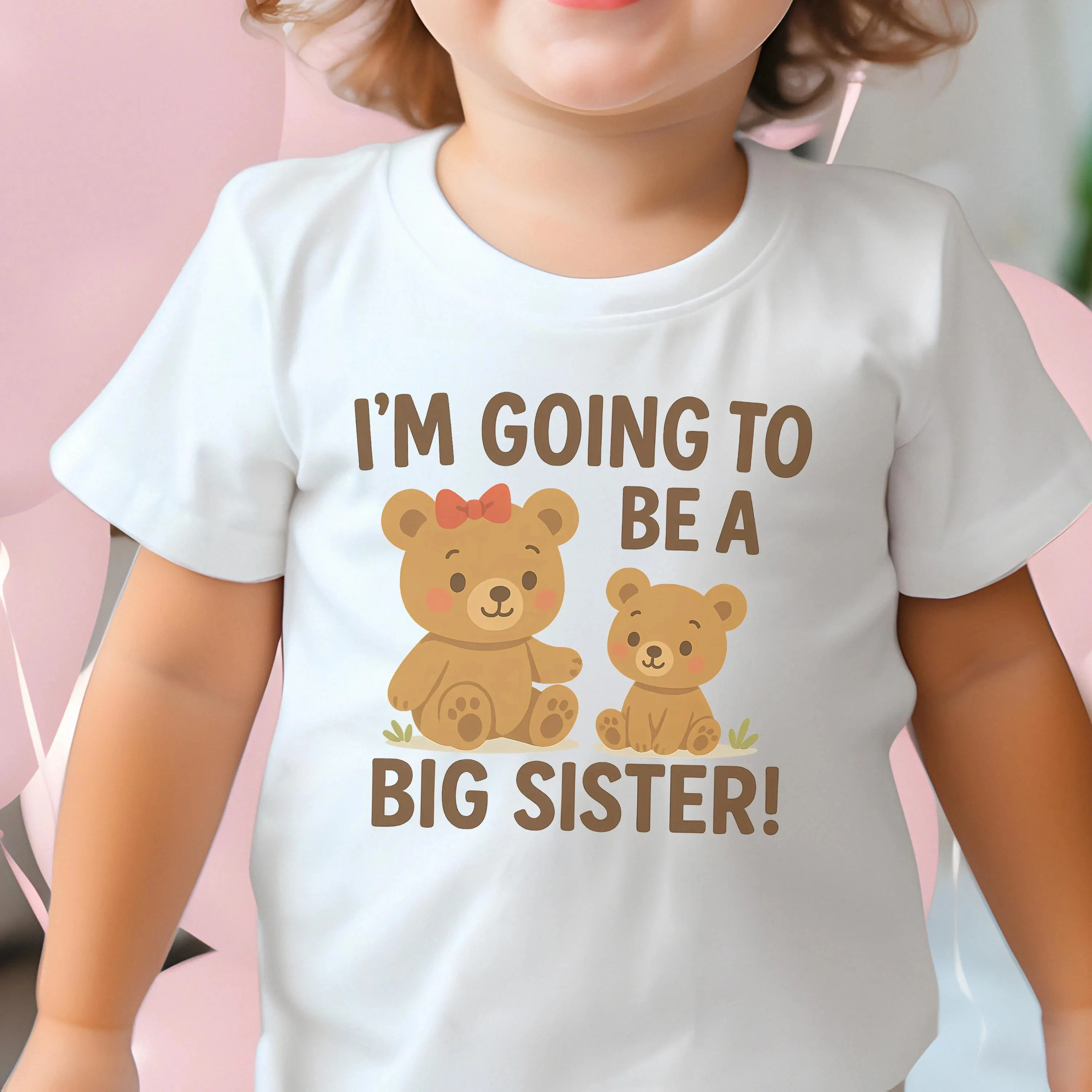 Geschwister-Shirt „I'm Going To Be A Big Sister“-T-Shirt mit süßem Bären-Kinder-T-Shirt, Sommer-Mädchen-Jungen-Shirt, lässige Oberteile, Rundhalsausschnitt-Kleidung