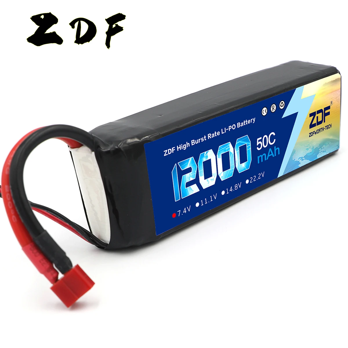 ZDF 7.4V Lipo 12000 mAh 50C 2S Lipo batterie pour RC voiture camion Buggy FPV Drone hélicoptère avion RC pièces
