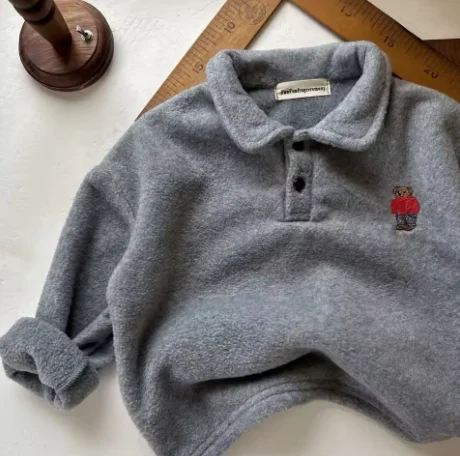 الخريف الشتاء طفل الفتيان البلوفرات القطن الصوف الكرتون الدب الرضع الفتيان البلوز رفض طوق المخملية طفل الفتيان الملابس الداخلية