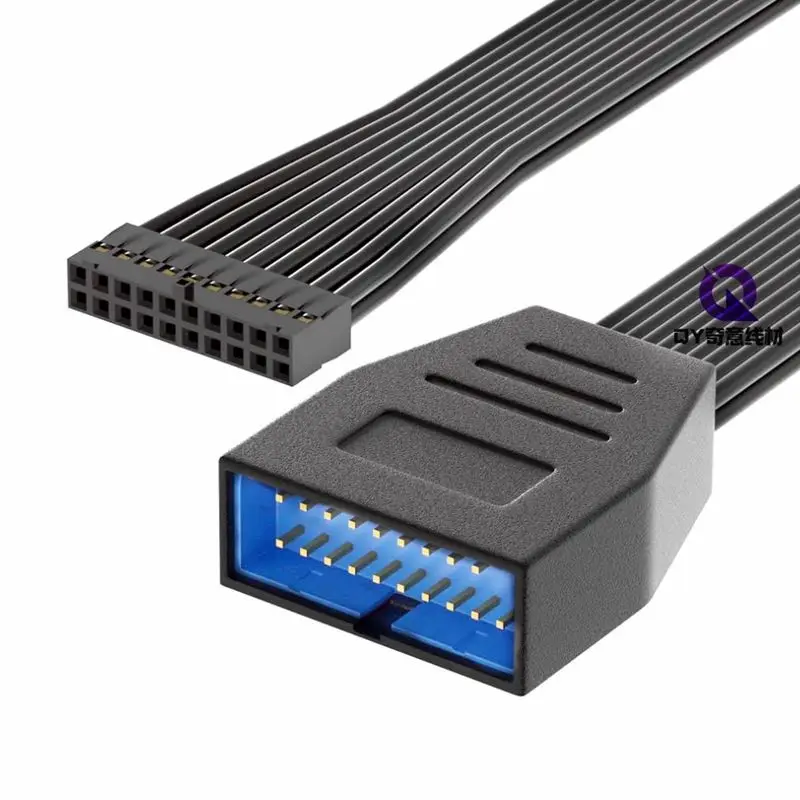 15/30cm 20-pinowy przedłużacz męski na żeński USB 3.0 Panel przedni komputera Płyta główna 19-pinowy miękki płaski kabel połączeniowy — zdjęcie produktu 2