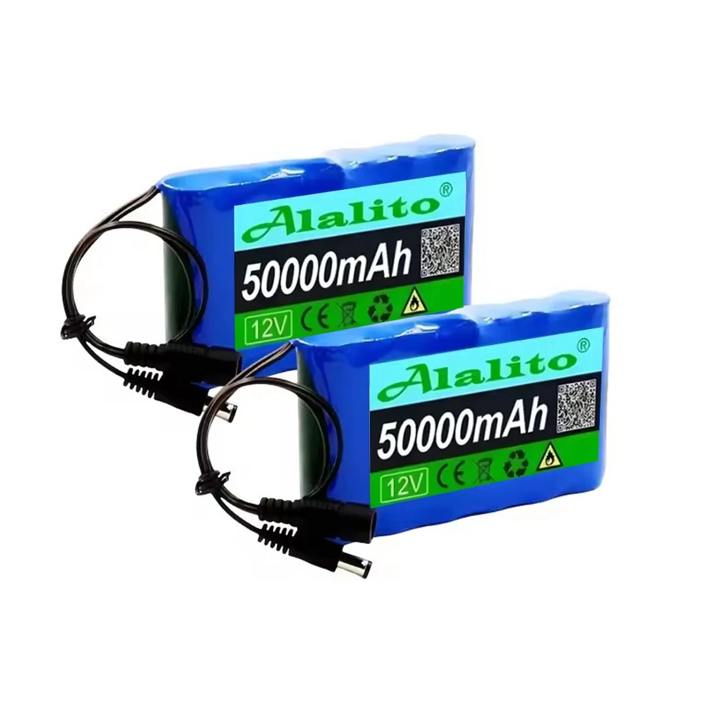 12V 3S2P 50000mAh 18650 Lithium-ion Rechargeable Battery + BMS- for 12V Tools Camping Equipment，LED Lamp Light Backup Powe Etc