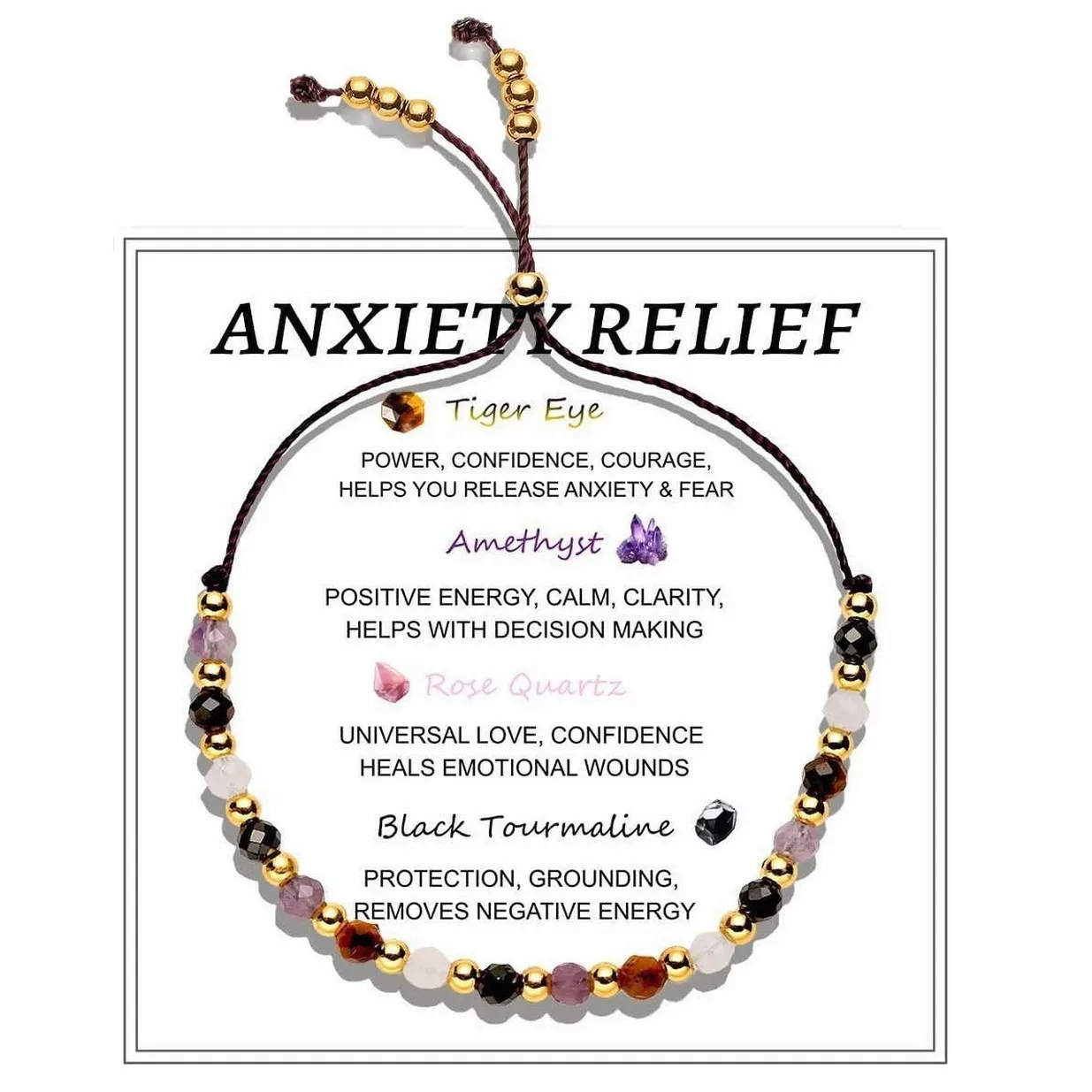 Natural Stone Crystal Bracelet with Yellow Tiger Eye, Faceted Gold Beads, Green Crystal Diamond Beads, Woven Sliding