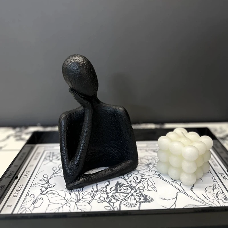 Northern Europe Modern Minimalist Black and White Art Figure Sculptures, Home Wine Cabinet, Living Room, Bedroom Decoration, 1Pc
