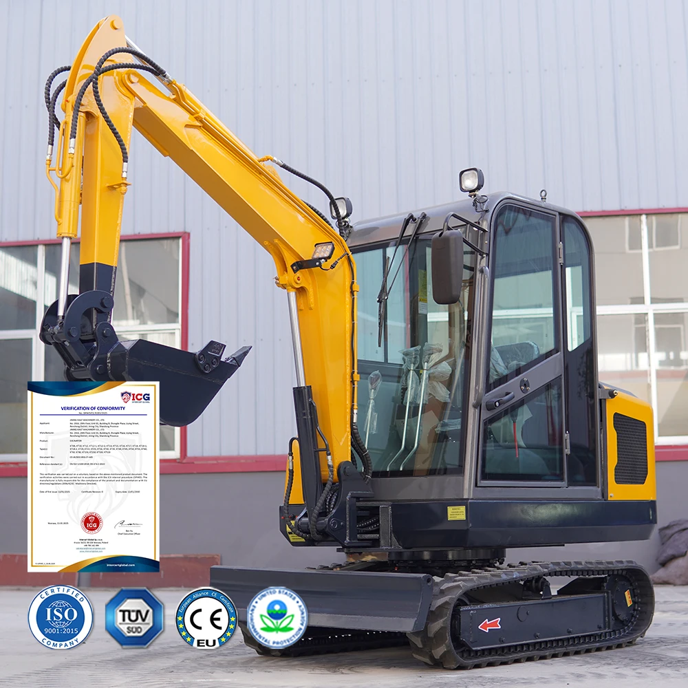Mini Excavator 1‑5 Ton Crawler‑type Digger, Easy Operation Joystick Control for Rural Farmland Reform Fish Pond Digging