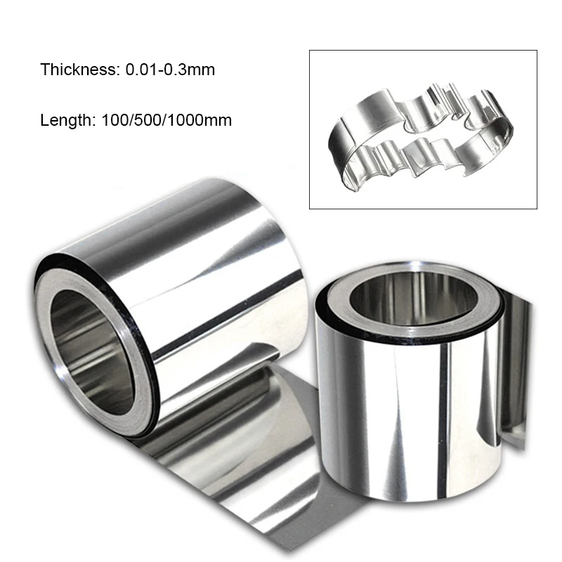 Tira de Placa de Aço Fina Resistência à Corrosão Comprimento 100 1000 mm 0.01 Mm0.3 mm 1pc Aço Inoxidável 304
