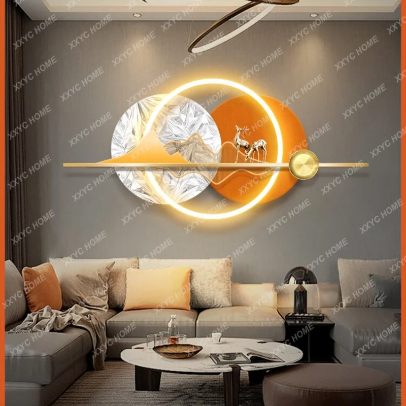 

Living Room Sofa Background Wall Light Luxury Led Decorative Painting Modern Mural Stereo Hanging Painting