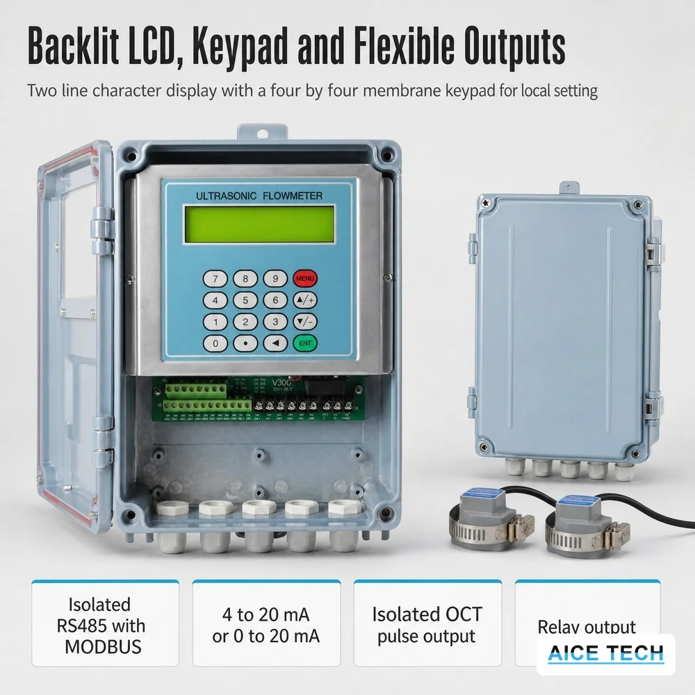 Ultrasonic Flow Meter Wall Mounted Display Keypad Digital Pipeline Water Rate Instrument Housing Assembly Unit