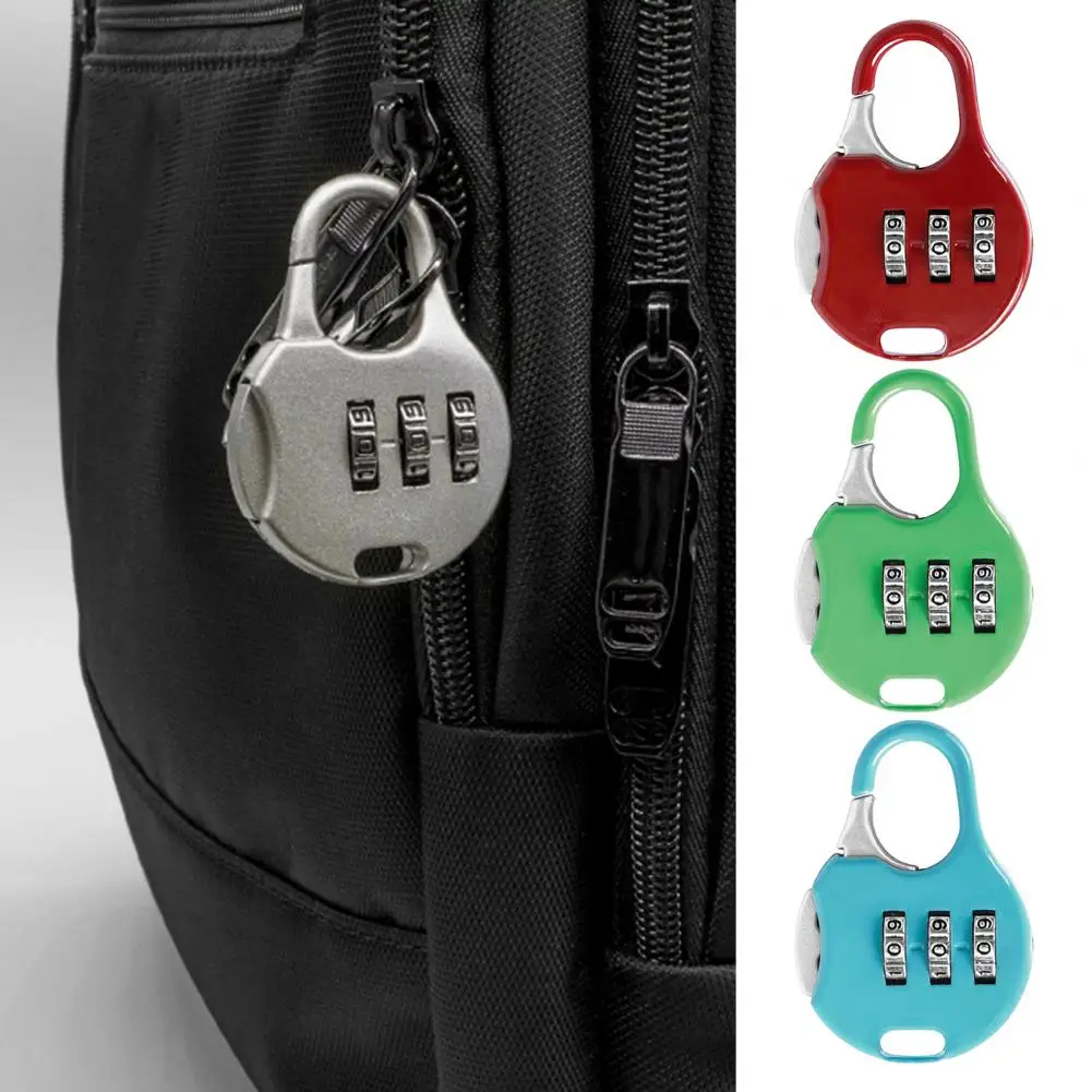 User-friendly Password Lock Portable 3 Digit Combination Lock for Travel Suitcase User-friendly Resettable Padlock with Compact