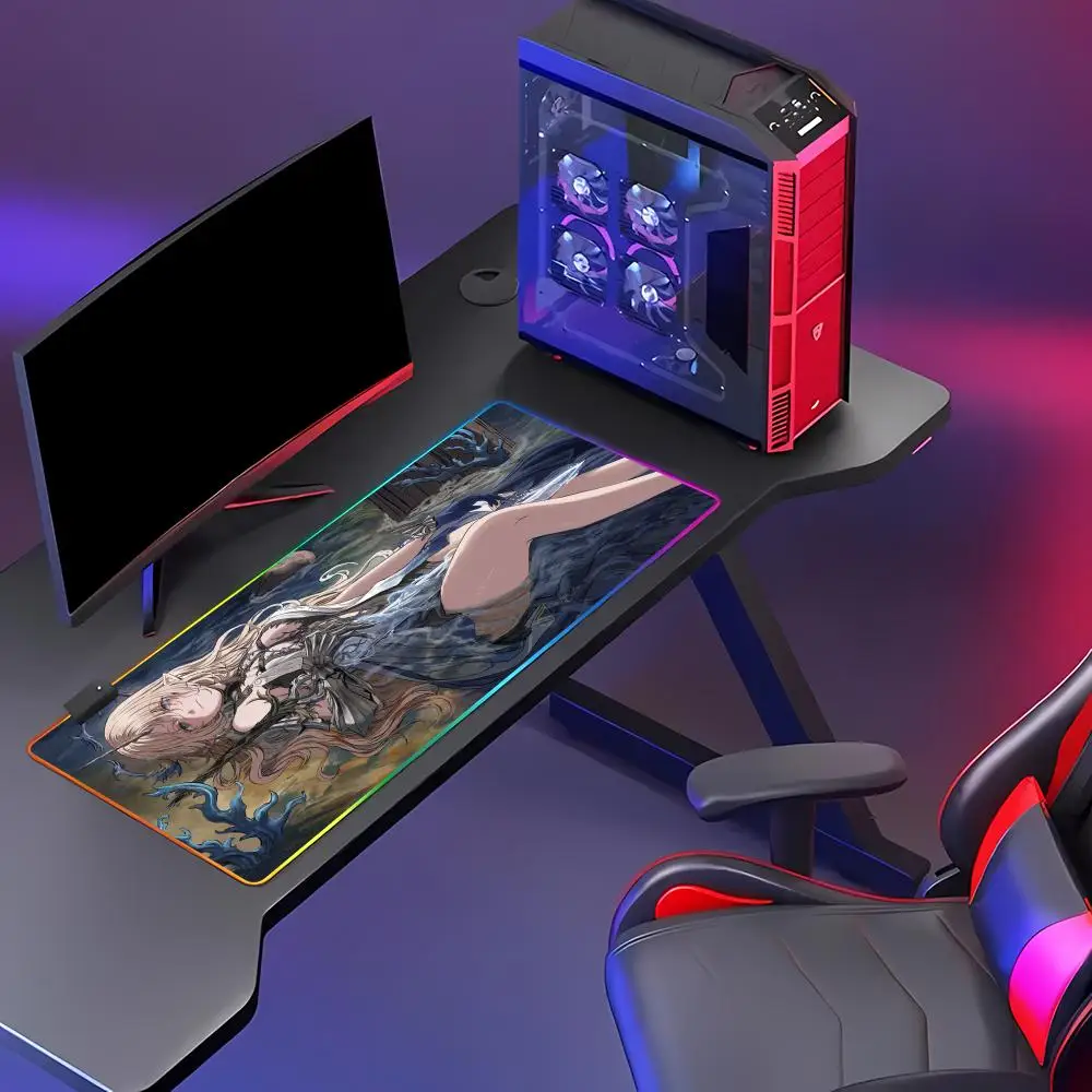 Wuthering Waves CARTETHYIA Mouse Pad Animation Games Beautiful RGB Gaming Mouse Pad HD Gamer Large LED Light PC Computer pad