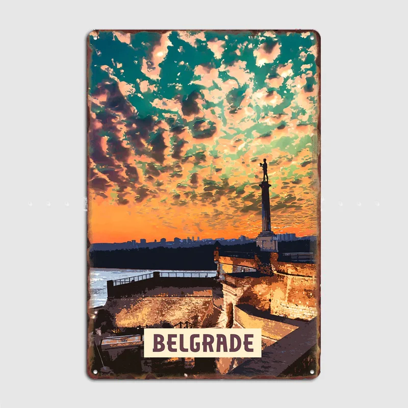 

Belgrade Vintage City Travel Poster Metal Sign Bar Custom Bedroom Indoor Poster Home Wall Decor Posters Room Decoration