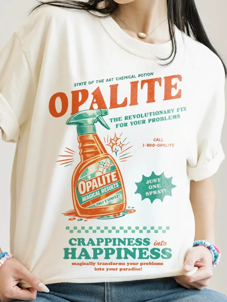 Opalite Spray Bottle Graphic Tees Women Retro Style T-Shirts Funny T Shirt Vintage Aesthetic Music Concert Unisex Female Tops