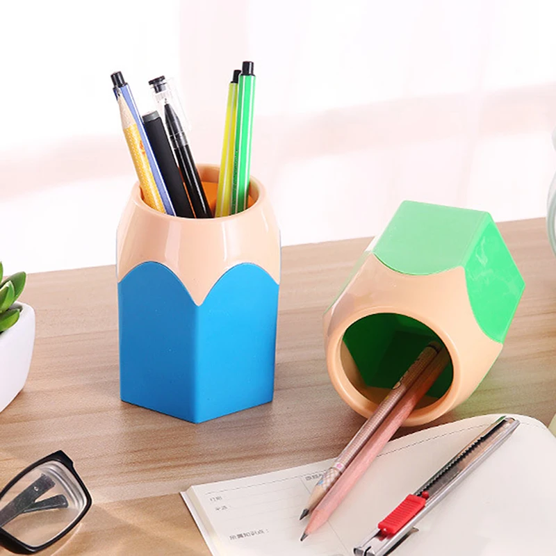 Creative Colorful Pencil Tip Pen Container Multifunctional Pencil Holder Creative Student Stationery Desktop Storage Pen Holder