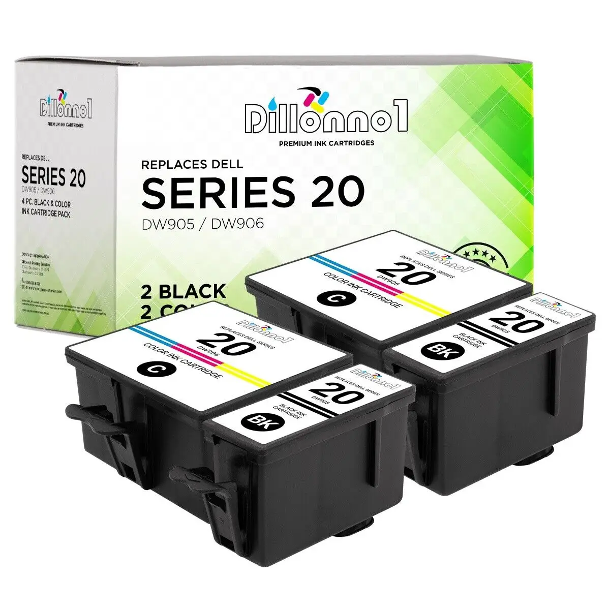 4-PK สำหรับ Dell SERIES 20สีดำ & สีสำหรับ Dell P703w P703