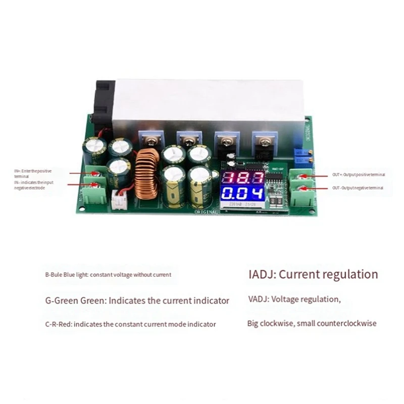 

DC12-80V 20A Step-Down Power Module Current Constant Voltage Voltage Current Display 600W Buck Converter Module Easy To Use