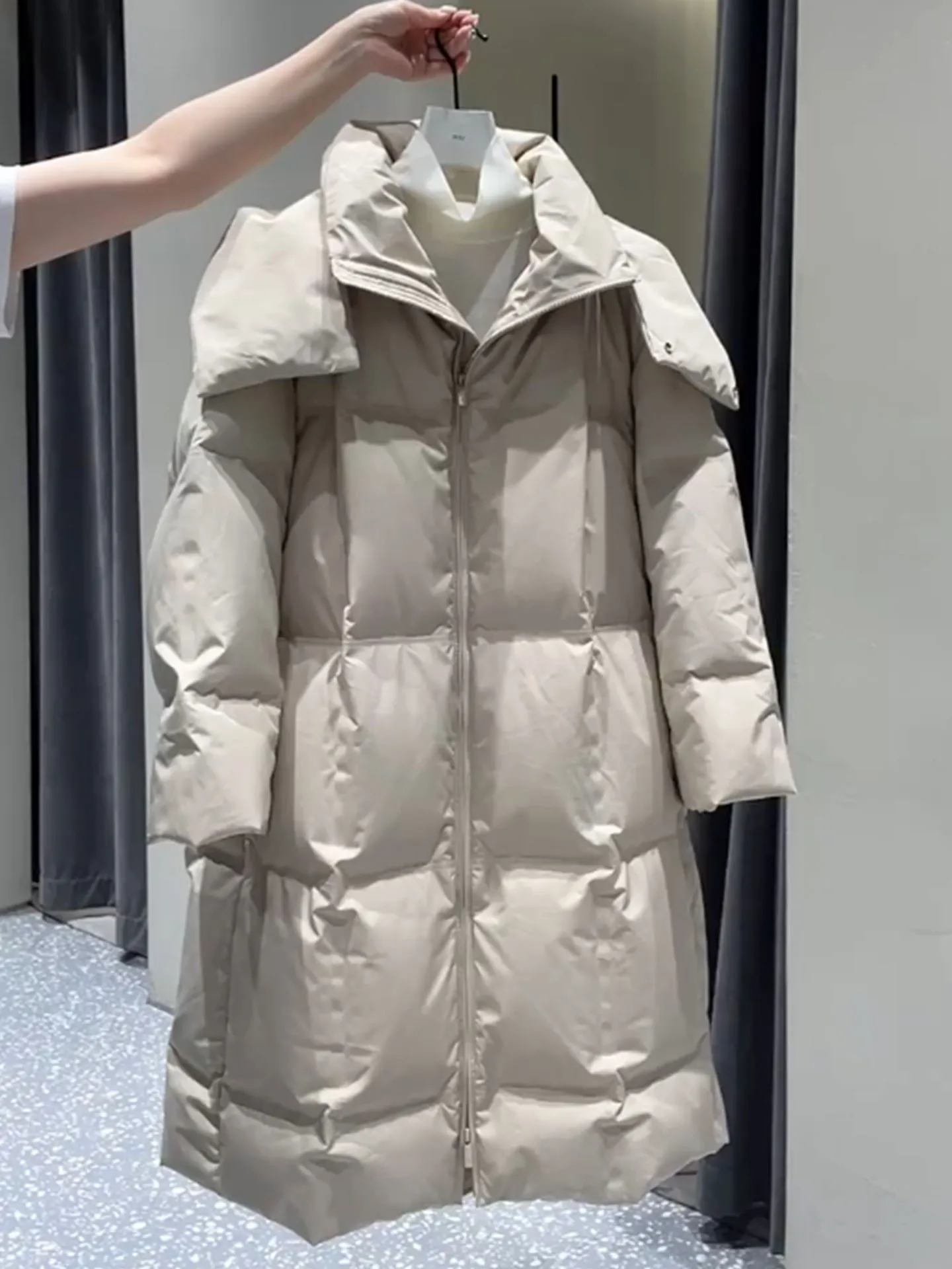 

Sli Large Collar White down Jaet Women's Mid-Length Winter 2025 New Korean Sle Bread Coat Loose Outerwear