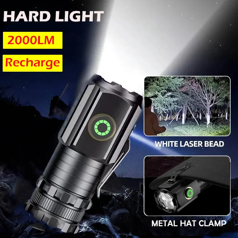 

High Power Mini LED Flashlights Portable Metal Torch With 3 LED Powerful Tail Magnet EDC Waterproof Rechargeable Camping Lantern