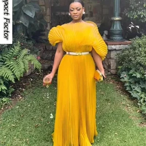 Lange plissierte weibliche Chiffonkleider mit Blumenstreifen, komplette Linie eine Linie, elegante Maxikleider, beeindruckendes Rosa, 2022 8 Hauptverkäufe rosa Kleid rosa - №7