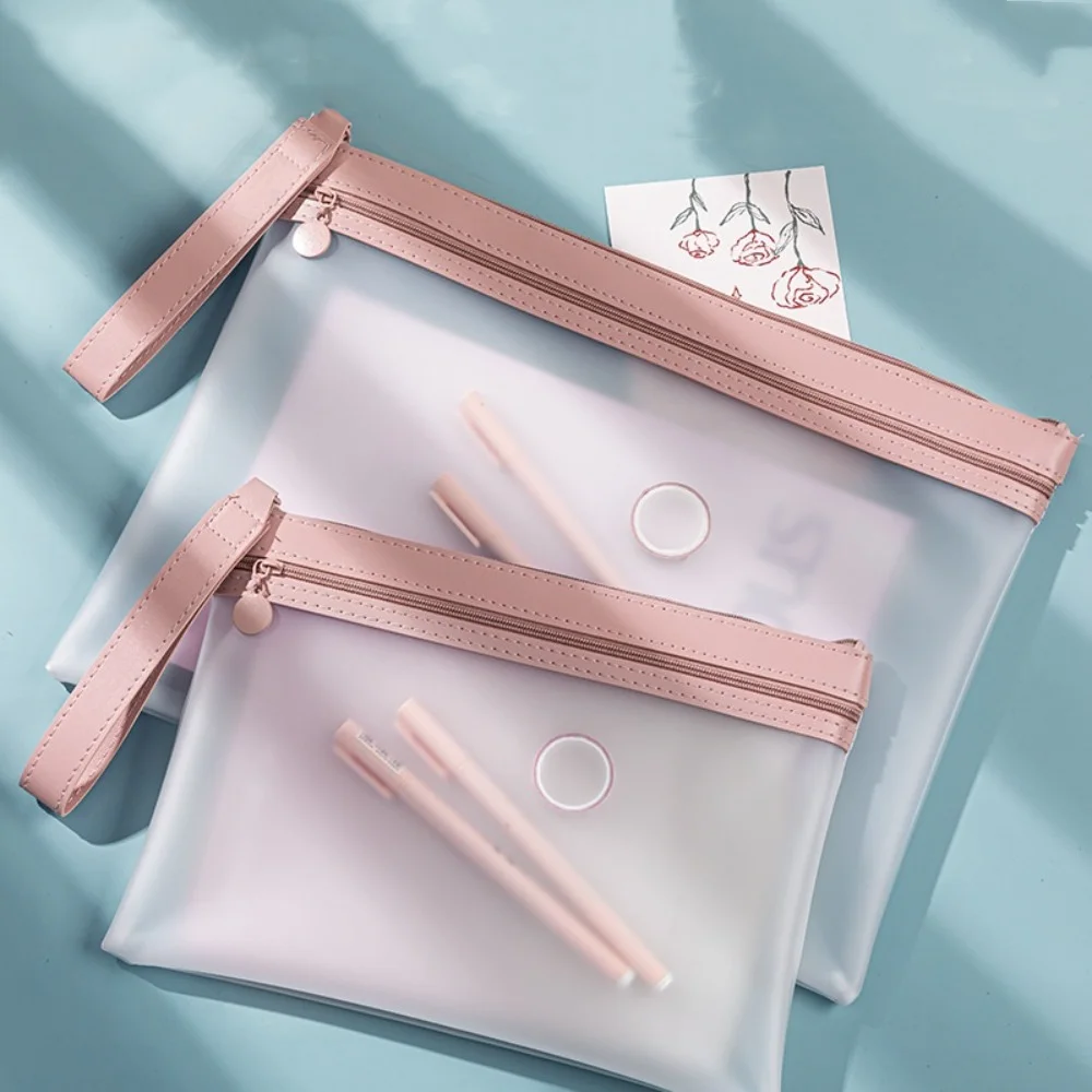 Transparent A4 File Bag Soft Zipper Envelope File Organizer Document Protector Data Storage Test Paper Organizer Students