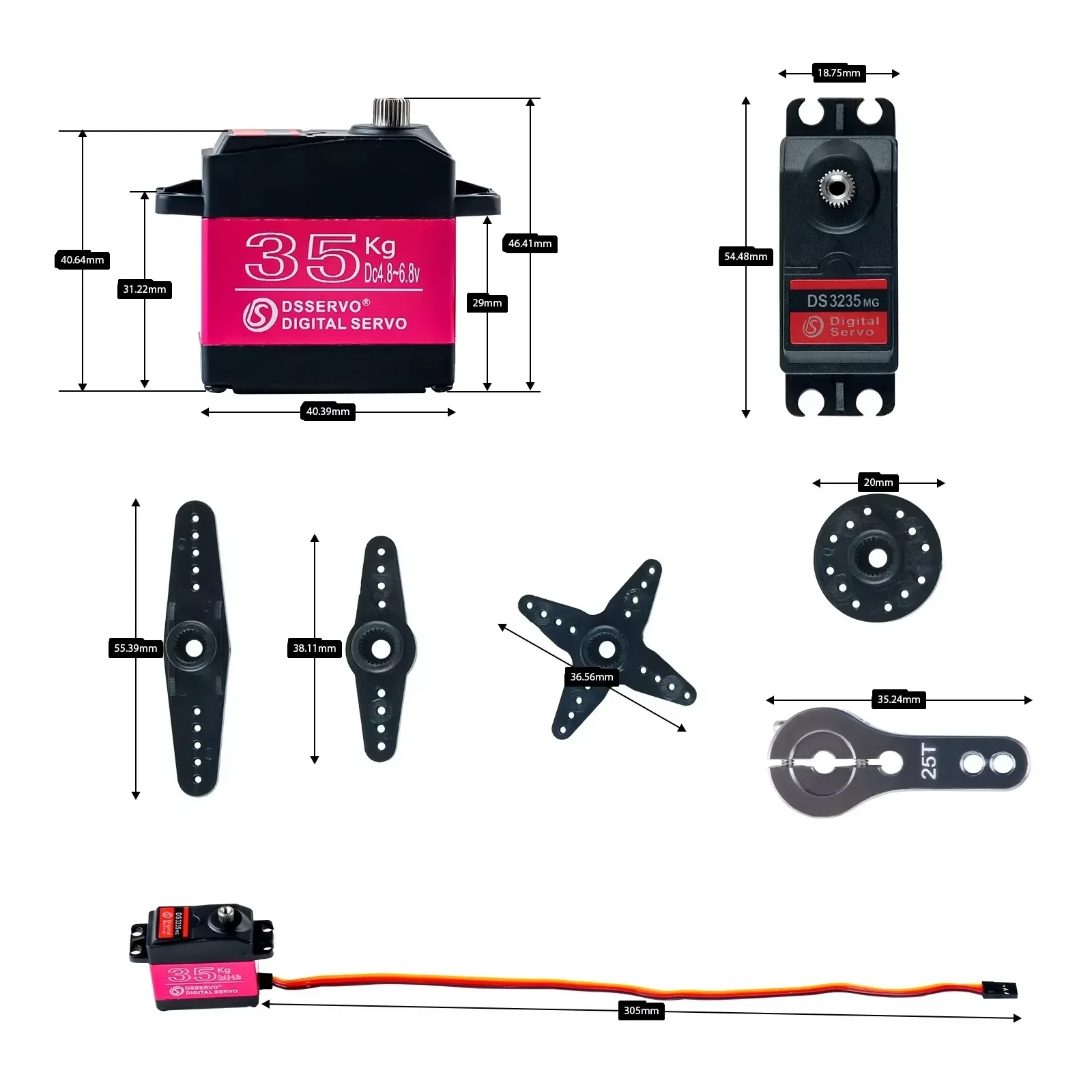 DS3235SG 35kg High Torque Digital Servo Full Metal Gear 180/270 Degree Adjustable IP66 Waterproof for 1:8 1:10 1:12 RC Car Robot - view 4
