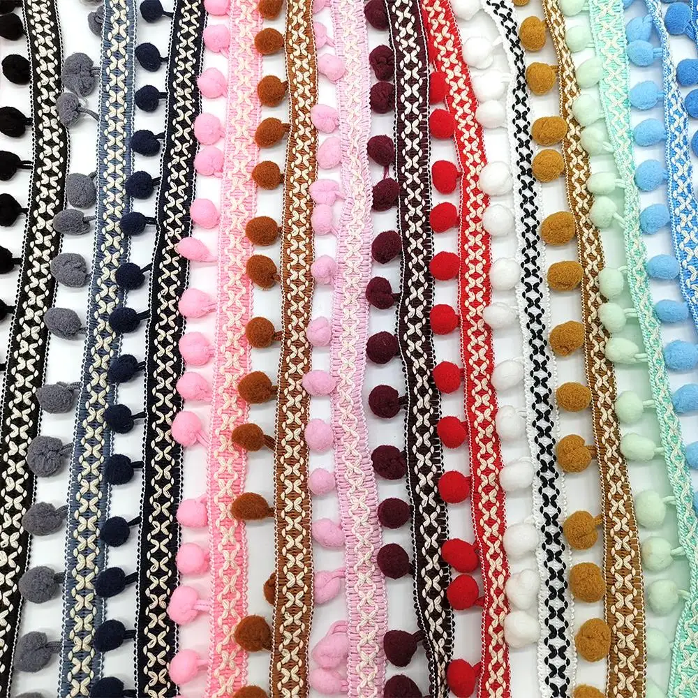 Pom Pom Trim Lace Fabric Sewing Accessories Pompons Trim tassel Ball Fringes Ribbon Sewing Lace For DIY Material Craft Apparel