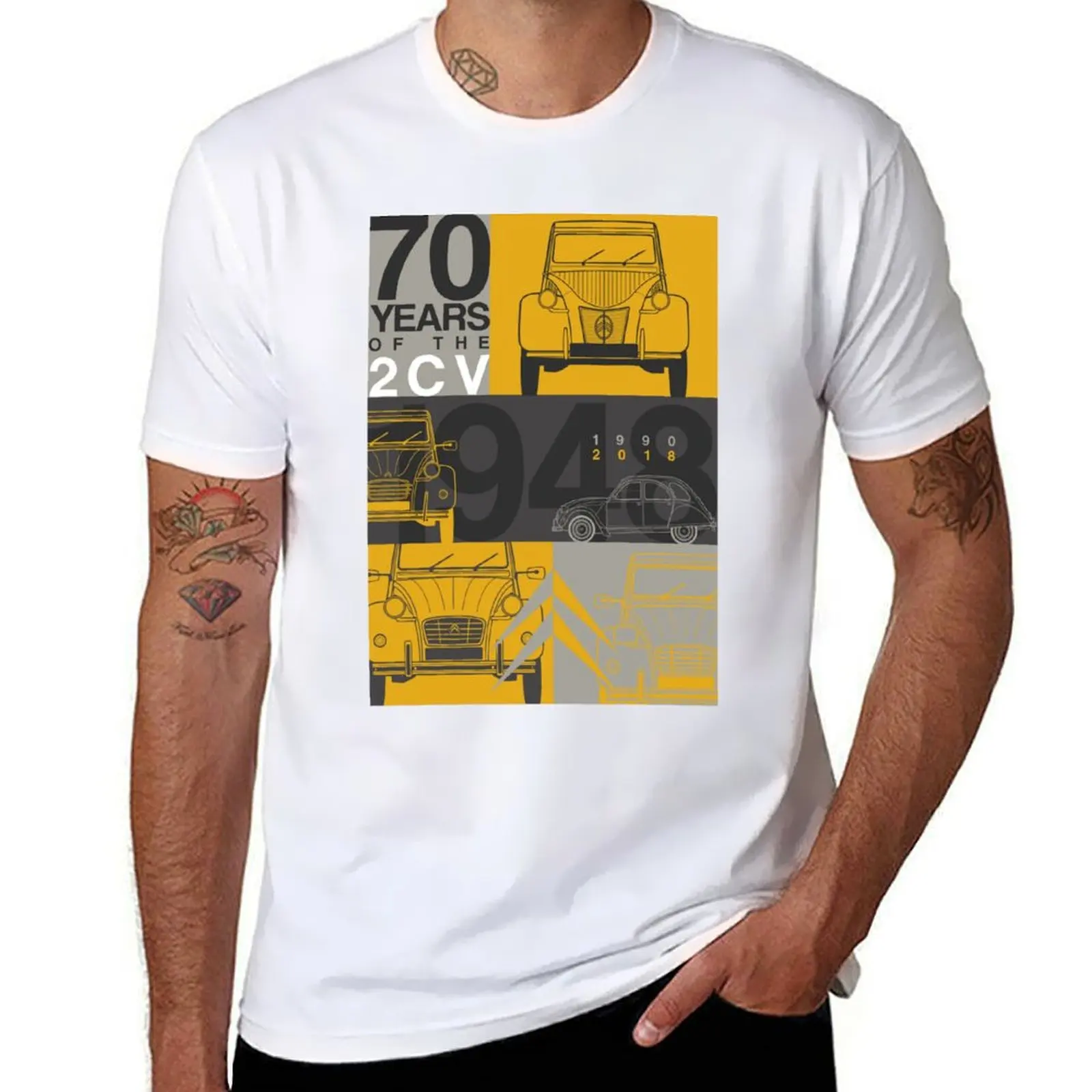 

2CV 70th anniversary Graphic Art T-Shirt man t shirts cotton man t shirts high quality luxury brand T-Shirt