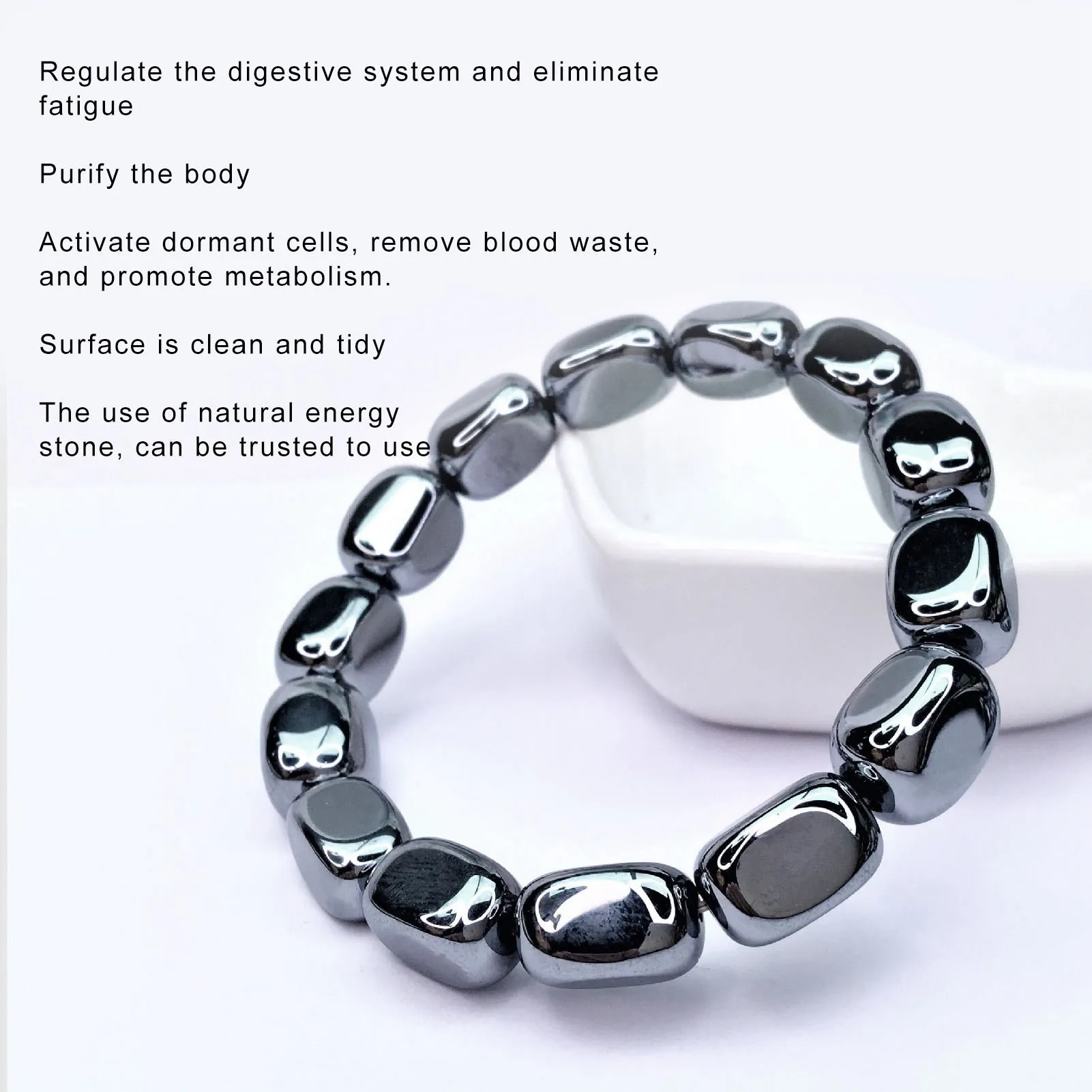 Natural Beads Terahertz Bracelet Terahertz Bracelet  Loose Elastic Natural Beads Terahertz Bracelet for Women Men