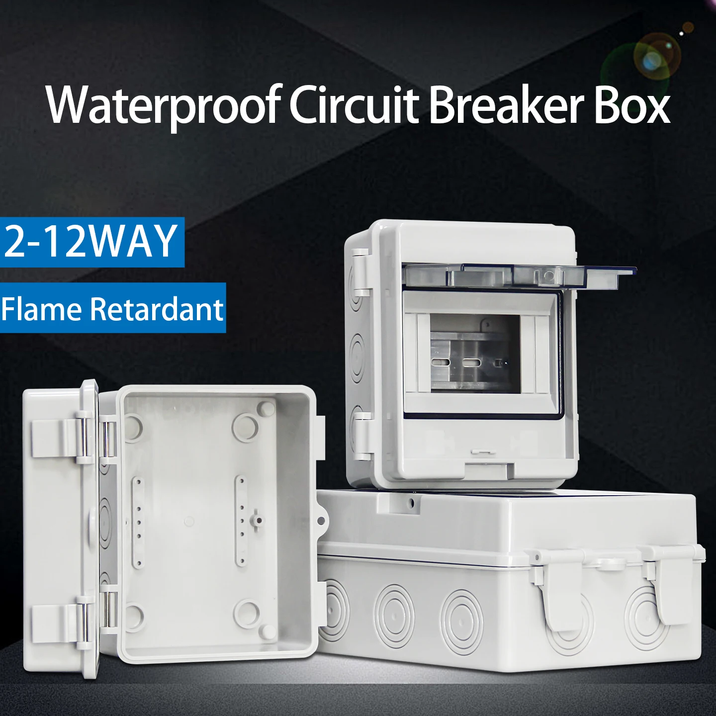 IP66 Waterproof Distribution Box 2/3/4/5/8/10/12/15/18/24WAY ABS Flame-retardant Plastic Electrical Enclosure Junction Box