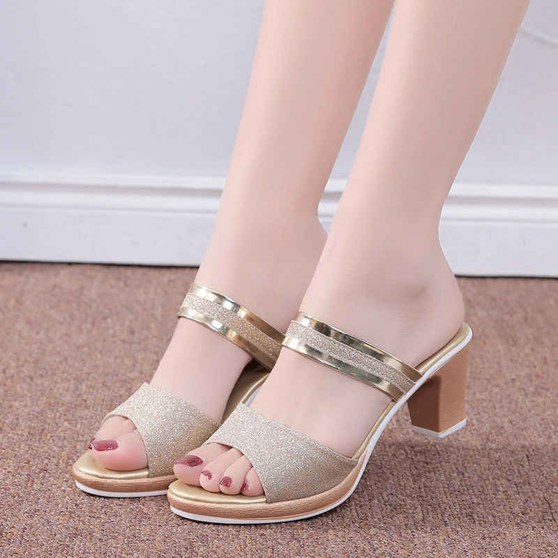 Sandals and Slippers Women Summer Net Infrared Wear Fashion 2022 New All-match Thick Heels Casual Flip-flops High-heeled Sandals