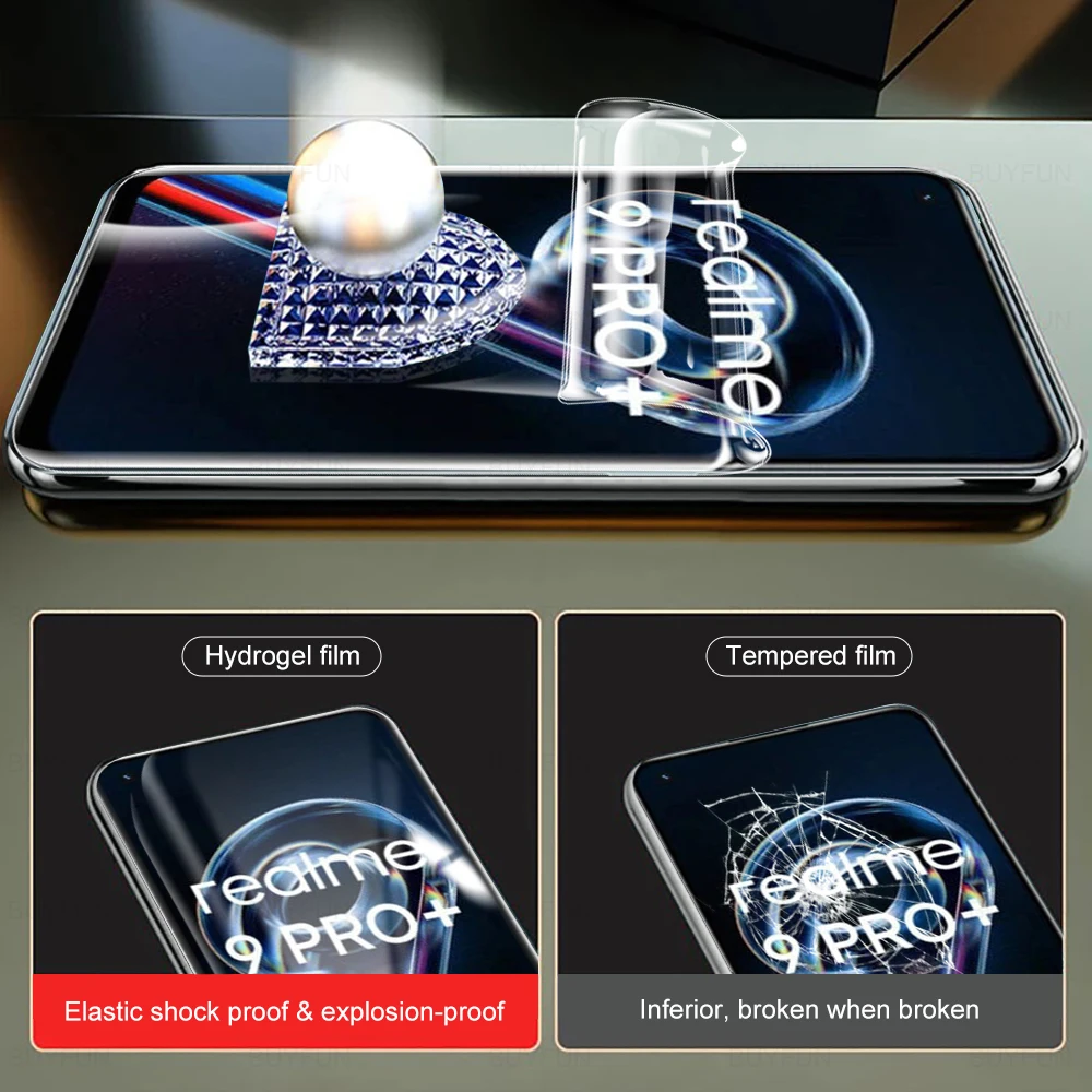 Película de hidrogel 4 em 1 para realme 9 pro + protetor de tela para realme 9i 8i realmy 8 pro 8 5g película protetora de lente de câmera não é vidro