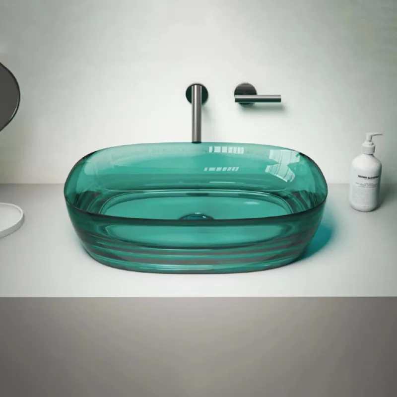 2026 Hot Resin Oval Wash Basin Light Transmitting Pedestal Basin Resin Stone Basin Pedestal for Hot el
