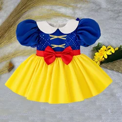 Baby Girls Snow White Party Dresses Infant Crawl Yellow Princess Gown Girl Big Bow Fluffy Clothes Toddler Climber New Costumes