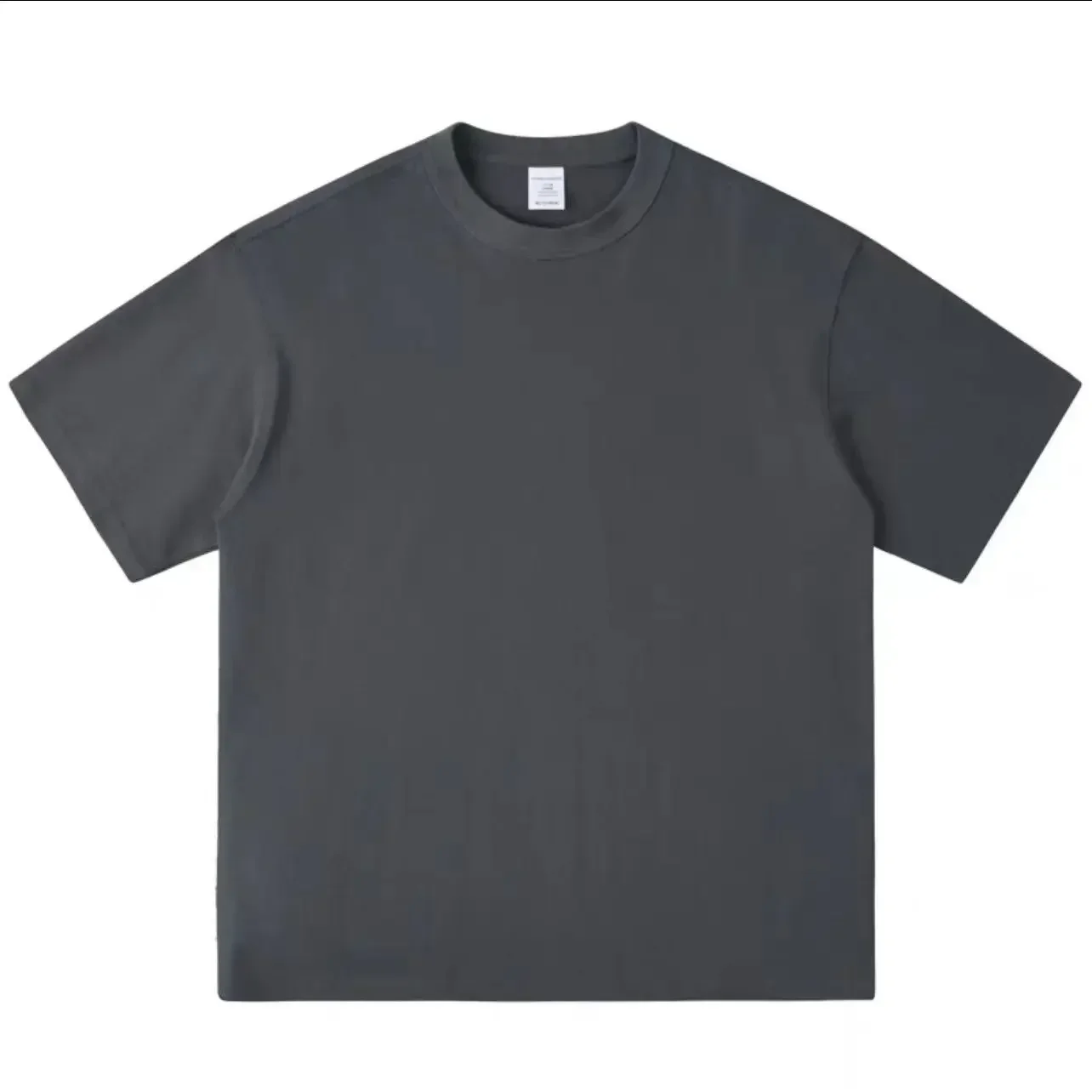 Black White Heavy-duty Pure Cotton T-shirt Thickened Threaded Round Neck Short Sleeves Three Needle Half Sleeve Tees