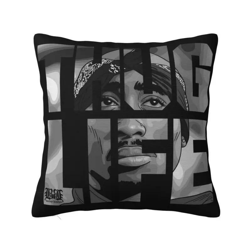 Custom Rapper Tupac 2P-PAC Tops Hip Hop Square Pillow Cover Decoration 3D Double Side Printed Cushion Cover for Sofa